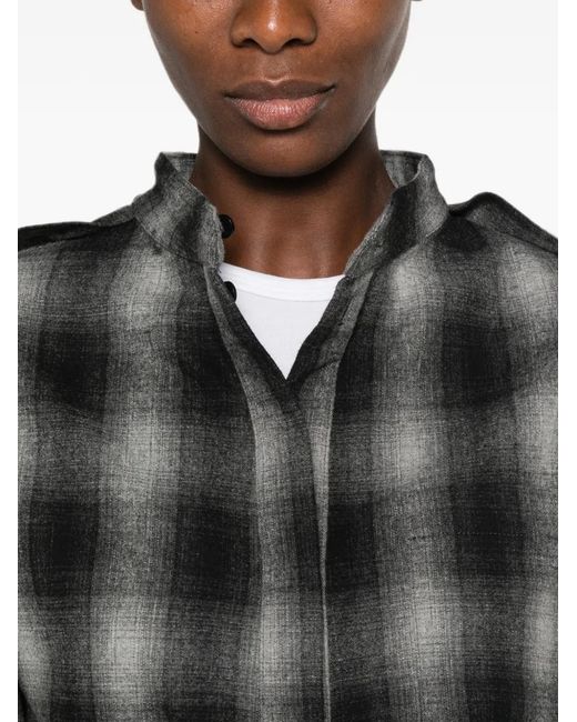 IRO Black Natte Checked Top