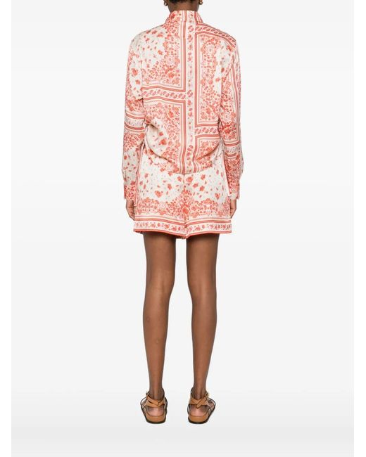 Fendi Pink Floral-Print Silk Shirt
