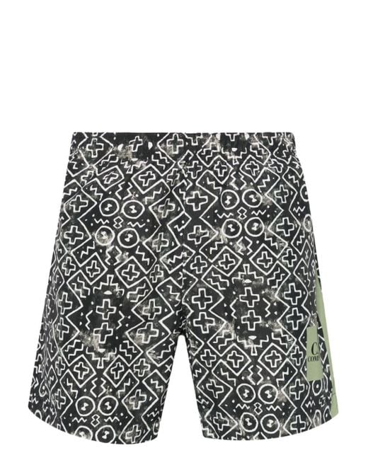 C P Company Gray Baja-print Swim Shorts for men