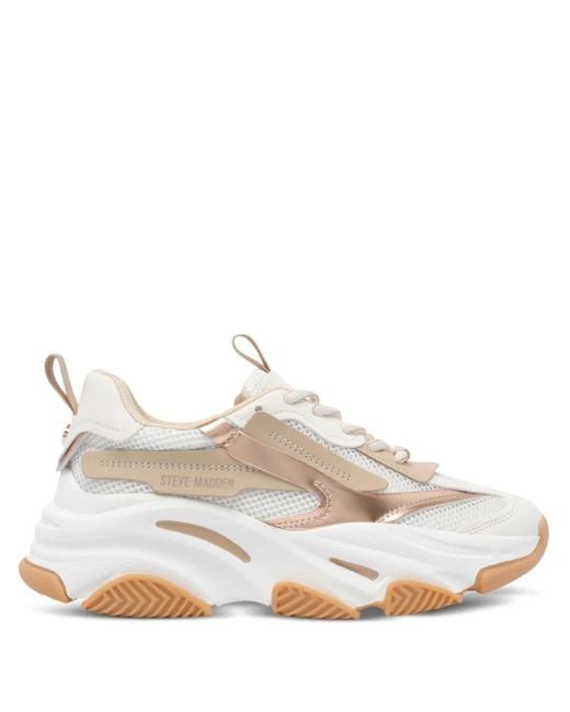 Steve Madden White Logo-Print Chunky Sneakers