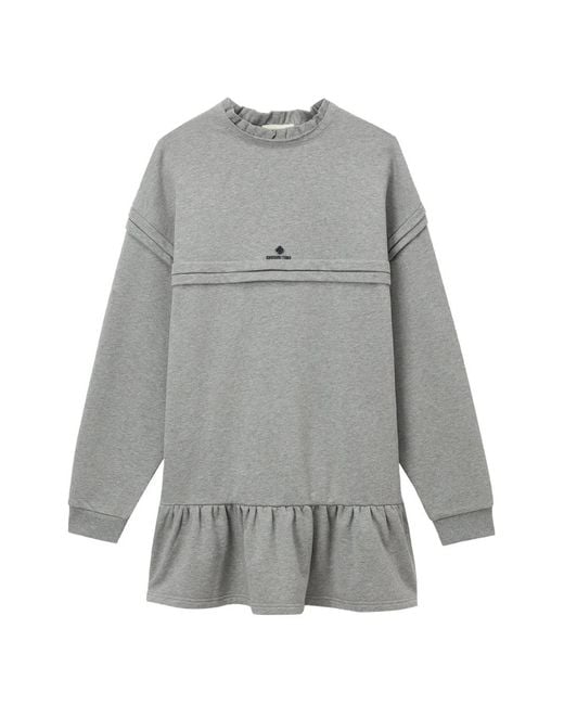 ShuShu/Tong Gray Ruffled-Trim Logo-Embroidered Mini Dress