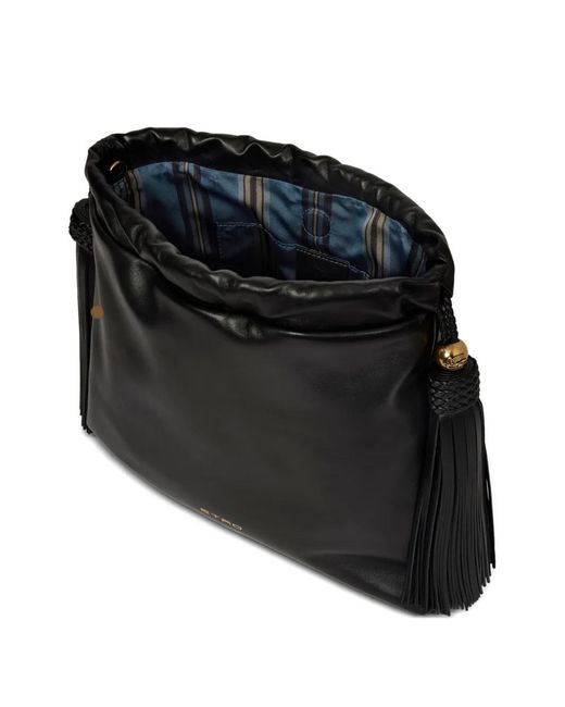Etro Black Medium Leather Kalispera Bag With Tassels