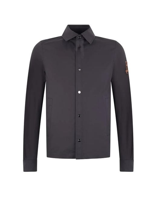 Herno Blue Logo-Detail Shirt Jacket for men