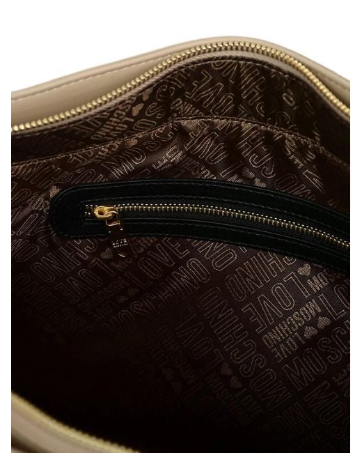 Moschino Natural Heart-Clasp Pocket Shoulder Bag