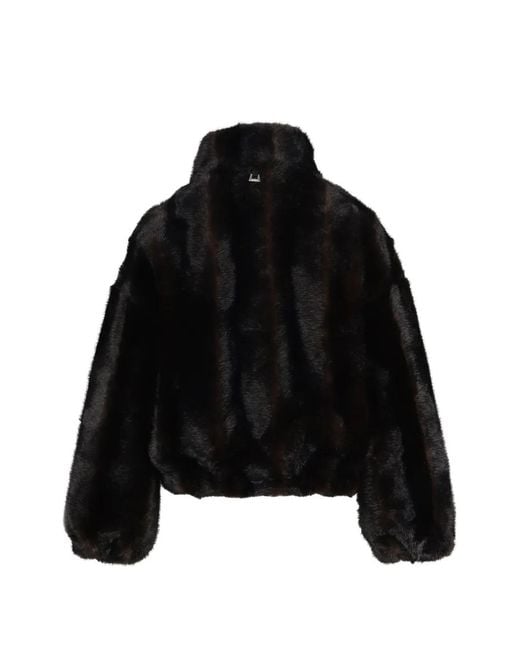 Apparis Black Iris Cropped Bomber Jacket