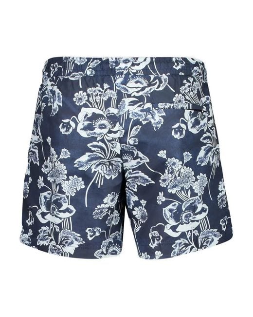 Commas Blue Floral-Print Swim Shorts for men