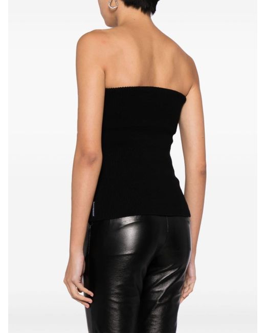 Alexander Wang Black Double-layer Ribbed-knit Strapless Top