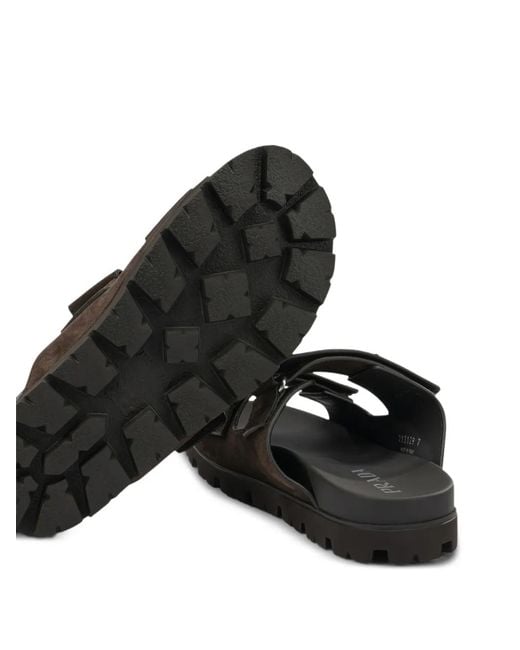 Logo-Appliqué Strapped Sandals Prada pour homme en coloris Black