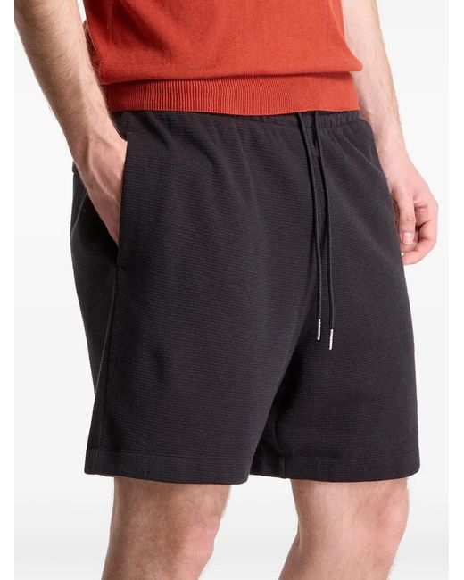 Calvin Klein Black Drawstring Waffle-Knit Shorts for men