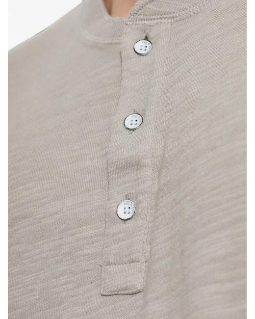 Rag & Bone Gray Raw-Edge Henley T-Shirt for men