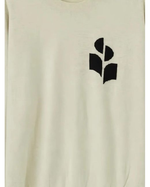 Isabel Marant White Logo-Embroidered Crew-Neck Sweater