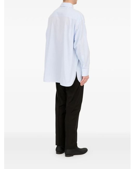 MM6 by Maison Margiela White Long Sleeve Striped Shirt for men