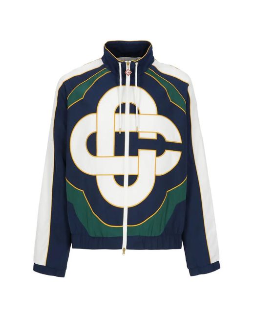 Casablanca Blue Logo-Print Panelled Jacket for men