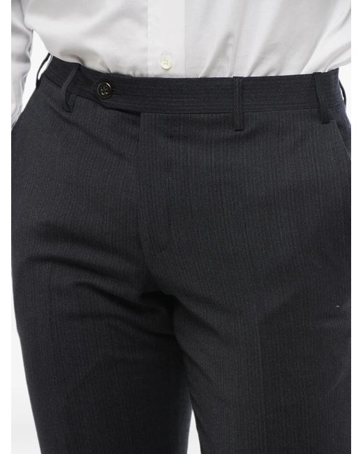 Corneliani Black Academy Pinstripe Trousers for men