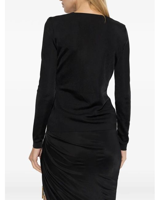 Balmain Black Lace-Trim Button-Up Cardigan