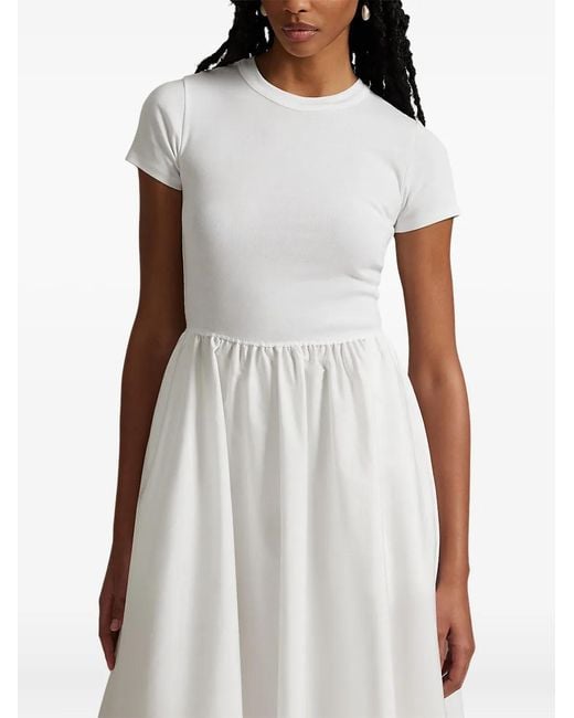 Polo Ralph Lauren White A-Line Cotton-Jersey And Poplin Dress