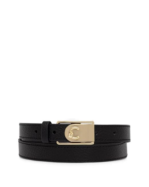 Coccinelle Black Logo-Plaque Pebbled Belt