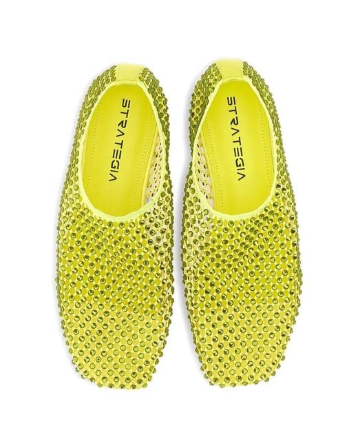 strategia shoes Yellow Bijoux R11 Rhinestone-Embellished Ballet Flats