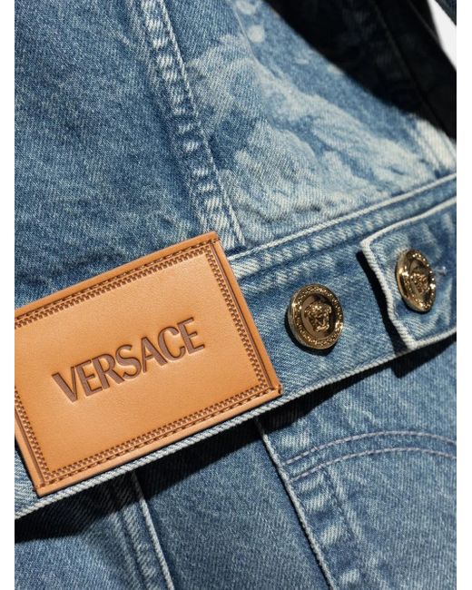 Giacca Denim A Fiori di Versace in Blue