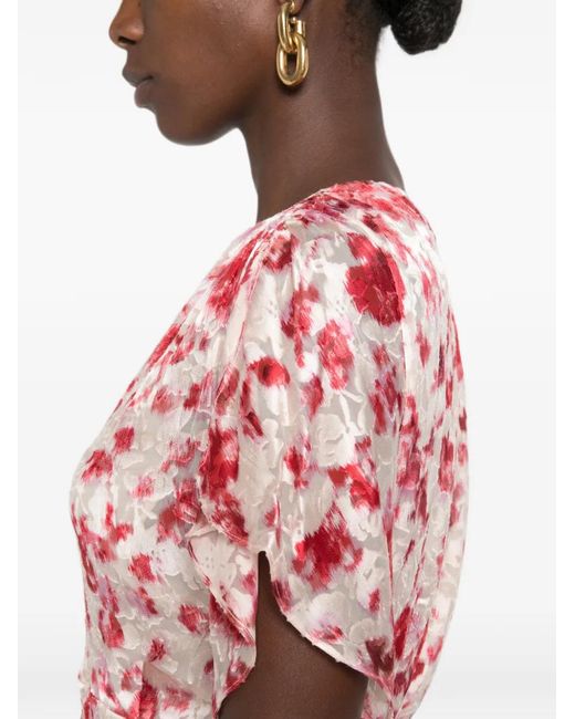 Isabel Marant White Herva Floral-Print Twisted-Detail Midi Dress