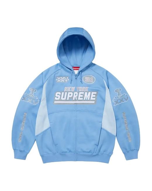 Supreme Blue Football Zip-Fastening Hoodie for men