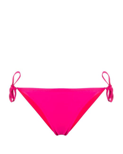Moschino Pink Logo Patch Side Tie Bikini Bottoms