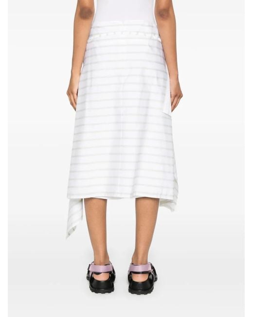Plan C White Striped Poplin Skirt