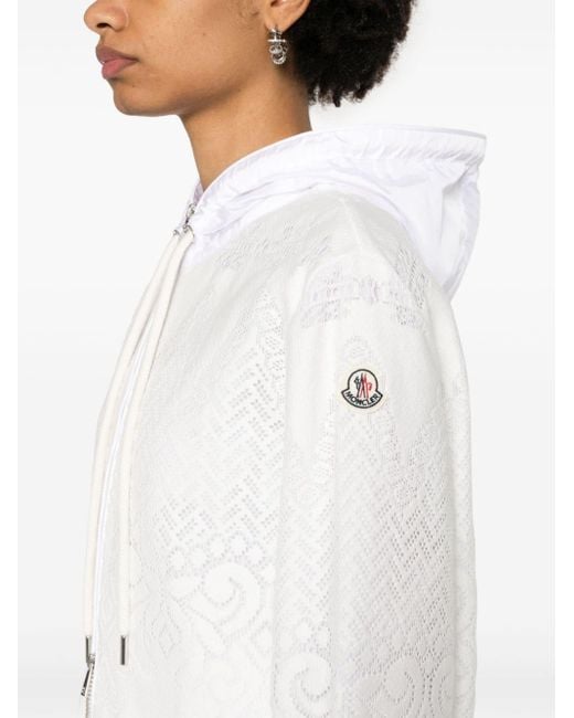 Moncler White Leimone Lace Hooded Jacket