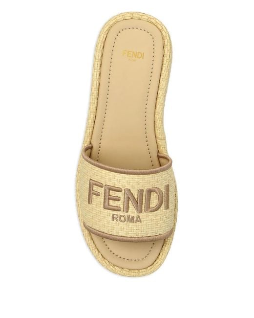 Fendi Natural 60Mm Platform Slides