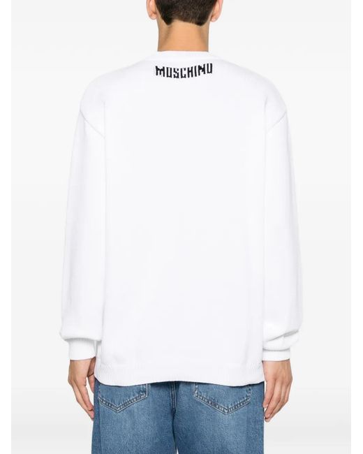 Moschino White Heart-Embellishment Sweater for men