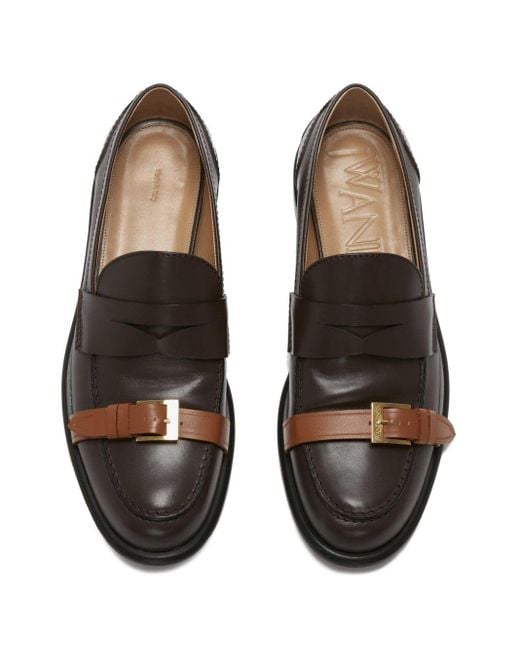 J.W. Anderson Brown Strap-detail Leather Loafers for men