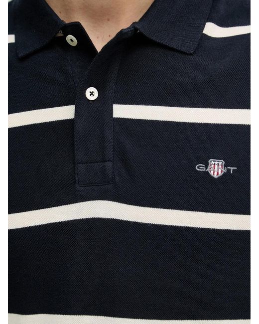 Gant Blue Striped Short-Sleeve Polo Shirt for men