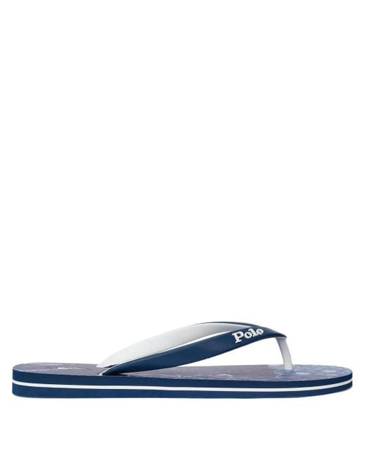 Polo Ralph Lauren Blue Logo-Embossed Flip-Flops for men