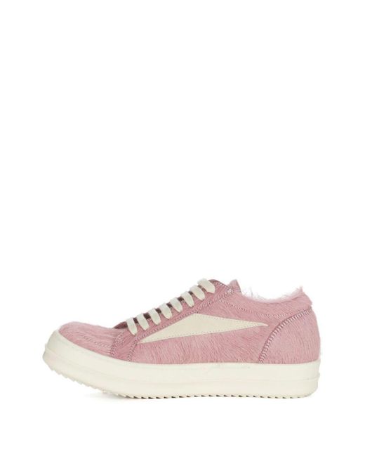 Rick Owens Pink Vintage Lace-up Leather Sneakers