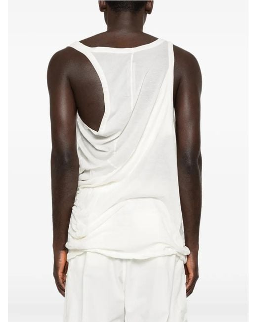 Rick Owens メンズ ホワイト ドレープ ノースリーブ トップ