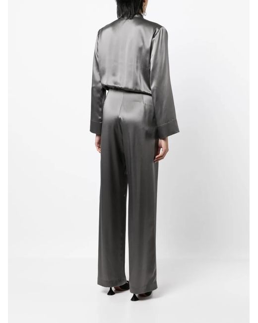 Michelle Mason Gray Tie-Front Kimono Jumpsuit