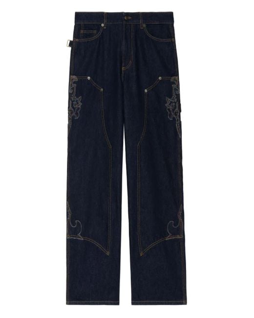 Zadig & Voltaire Blue Embroidered-Details Wide-Leg Jeans