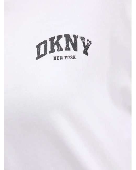 DKNY White Stripe-Detail Long-Sleeve T-Shirt