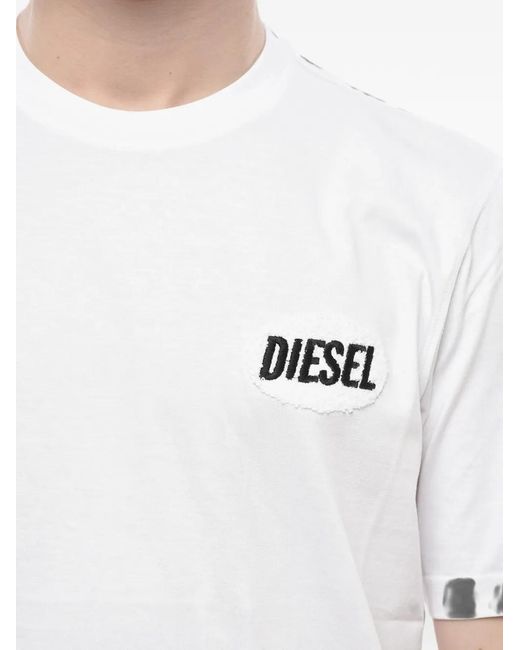 DIESEL White T-Just-Small Embroidered-Logo Crewneck T-Shirt for men