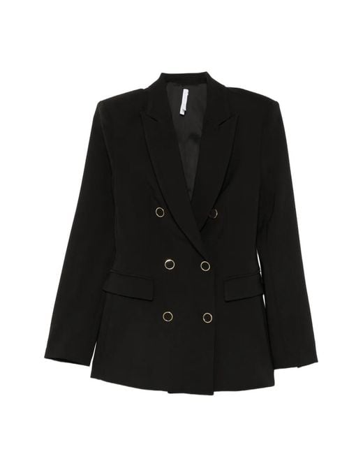 Imperial Black Double-Breasted Peak-Lapels Blazer