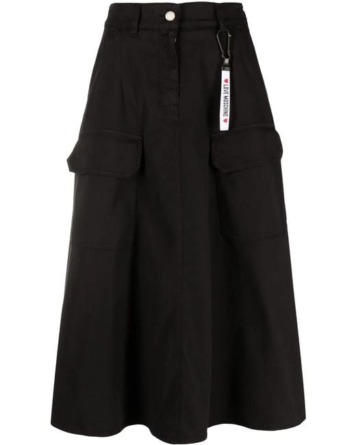 Love Moschino Black High-Waisted A-Line Skirt