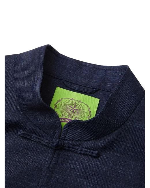 Shanghai Tang Blue Frog-Button Jacket for men