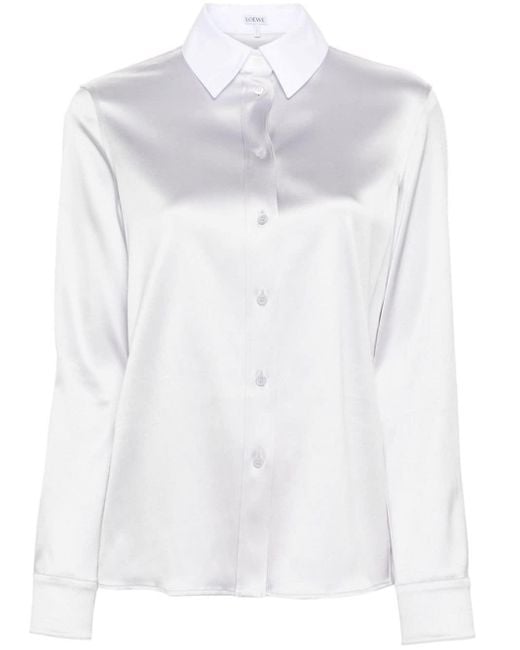 Loewe クラシックカラー サテンシャツ White