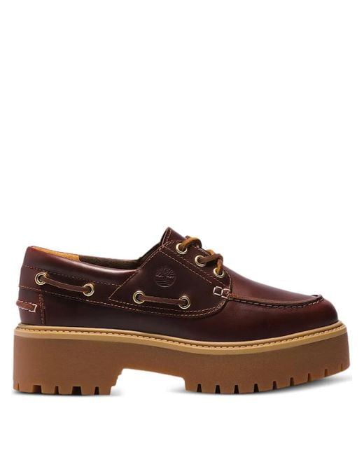 Timberland Brown Leather platform loafers