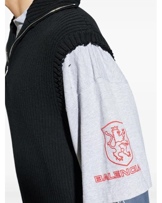 Balenciaga Blue Zip Knitted Sweater for men