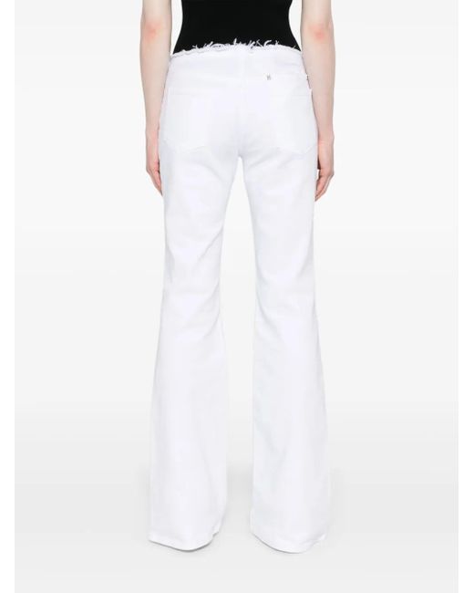 Givenchy White Raw-Cut Detail Low-Rise Flared Jeans
