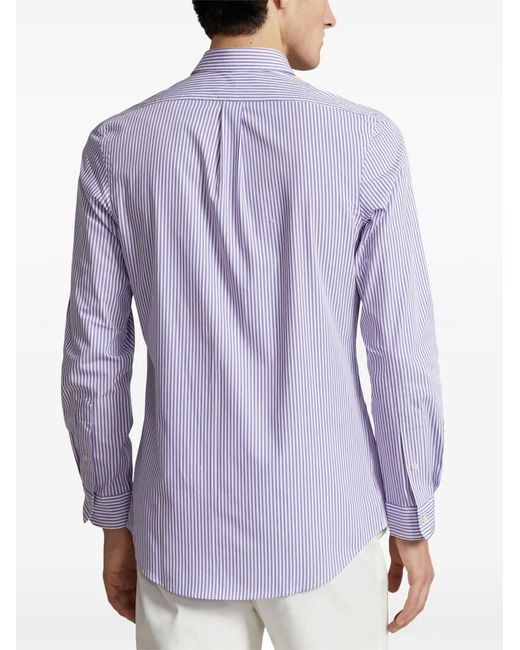 Polo Ralph Lauren Purple Polo Pony-Embroidered Striped Shirt for men