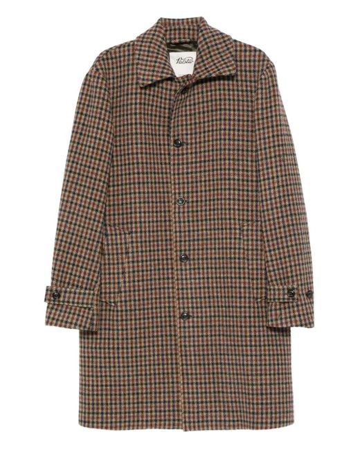 Valstar Brown Checked Single-Breasted Coat for men