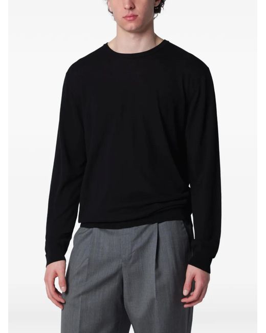 Roberto Collina Black Giro Crepe Cotton Sweater for men