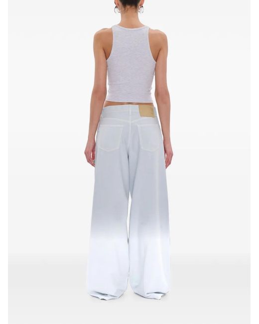 Haikure Blue Logo-Patch Wide-Leg Jeans
